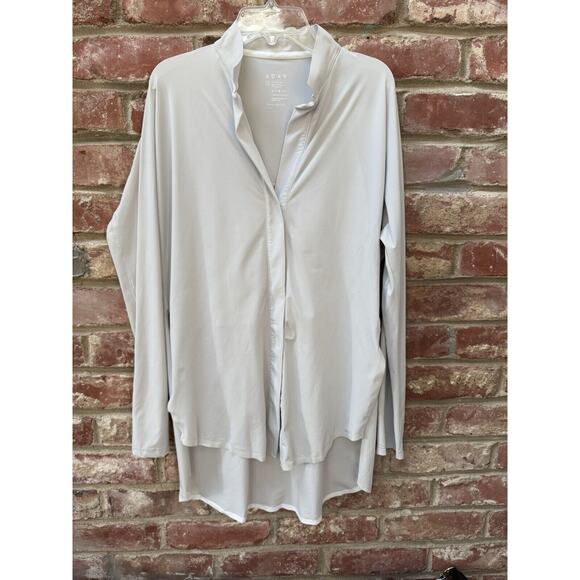 ADAY‎ Something Borrowed Long Sleeve Snap Shirt Light Grey Minimalist Size Small - Picture 11 of 11